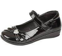 GIRLS KIDS CHILDRENS BLACK PATENT VELCRO SCHOOL FORMAL PARTY SHOES SIZE 8 - 2 (13)