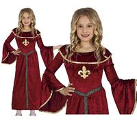 Girls Kids Childrens Red Tudor Medieval Princess Fancy Dress Costume 3-12