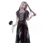Girls Kids Graveyard Bride Costume, Dress and Hairband, Legends of Evil, Ghost Bride Costume Corpse Zombie Halloween Graveyard Gothic Derss Dead Horor Wedding Dress and Rose Legends Headband Party