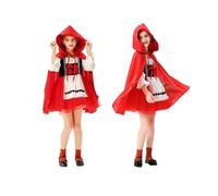 Girls Kids Red Riding Hood Costume Red Cape with Hood Toddler Tutu Dress Outfits Halloween Cosplay Dress Up (Red, 4-5 Years)