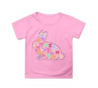 Girls Kids T Shirt Cute Bunny Print Tee Shirt Easter Short Sleeve Casual Baby Boys Girls Toddler Crew Neck Clothes Lightweight Soft Loose Summer Shirt Pink
