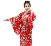 Girls Kimono Dressing Gowns, Japanese Robe 4-10 Years Kids Peacock and Blossoms Satin Silky Kimono Bathrobes Dress Anime Costume Kids for Spa Wedding Party