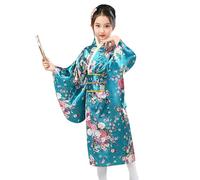 Girls Kimono Dressing Gowns, Japanese Robe 4-10 Years Kids Peacock and Blossoms Satin Silky Kimono Bathrobes Dress Anime Costume Kids for Spa Wedding Party