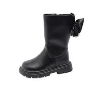 Girls Knee High Boots, Kids Fall Winter Warm Stylish Princess Shoes round toe Side Zipper Combat Boots Faux Leather Stretch School outdoor Footwear