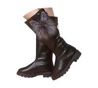 Girls Knee High Boots - Kids Faux Leather Riding Boots with Side Zip & Buckle Detail, Comfortable Durable School Party Casual Long Boots for Girls, Perfect for Autumn Winter Daily Wear