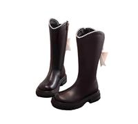 Girls Knee High Boots Lace Up Faux Leather Boot Cowgirl Cowboy Western Boots Kids Mid Calf Riding Boot Zip up Shoes Autumn and Winter Shoes Comfy Walking Footwear for Age 3.5-11 Years