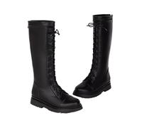 Girls Knee High Boots Lace up Riding Boots Winter Warm Leather Y2K Hip Hop Punk Goth Boot Kids Casual Fashion Long Dance Shoes for Christmas Festival Carnival Birthday (Black, 3.5 Big Kids)