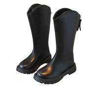 Girls Knee High Boots Leather Zip-Up Riding Boots for Girls Kids, Fashion Short Boots with Non-Slip Sole, Comfortable School Party Outdoor Casual Footwear UK Sizes