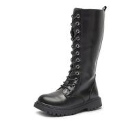 Girls Knee High Boots, Tall Lace Up Style with Round Toe and Chunky Sole | Classic tall profile for school, weekends and winter outings, with adjustable lacing, round toe and chunky tread underfoot