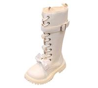 Girl's Knee-High Riding Boots Fashion Faux Leather Lace Up Warm Casual Boots Side Soft and Comfort Boot Round Toe Lug Sole Chunky Heels Shoes Waterproof for Girls Autumn Winter