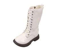 Girl's Knee-High Riding Boots Fashion Faux Leather Lace Up Warm Casual Boots Side Soft and Comfort Boot Round Toe Lug Sole Chunky Heels Shoes Waterproof for Girls Autumn Winter