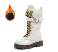 Girls' Knee High Zip Riding Boots Comfortable Faux Fur Lined Calf Boot Mid Calf Cowgirl Boots Easy to Slip On Fashion Dance Shoes Winter Comfortable Easy To Clean Booties for Kids