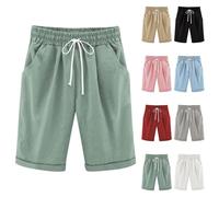 Girls Knee Length Shorts Drawstring Kids Summer Joggers Shorts Plain Elasticated Waist Casual Sports Trousers Solid Color High Waisted Gym Sweatpants Pockets (b-Pink, 7-8 Years)