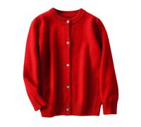 Girls Knit Cardigan Sweater Crewneck Button Down Tops Soft Cotton Outerwear Cute Fall Winter Sweaters Sweatshirt (Red, 13-14 Years)