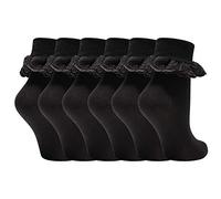 Girls Lace Socks - SX166-6-8 - UK 6-8 (EU 23-26) - BLACK