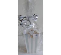 Girls Ladies Luxury Silver and White Party Bags Filled With Excellent Quality Pamper Items - Three Styles to Choose From - Birthday Party, Teens, Hen do's (Stripes)