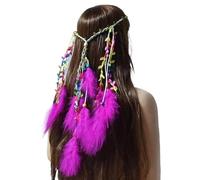 Girls Lady Bohemian Headband Handmade PeacockFeather Tassel Headdress Indian Headpiece Fascinator Headwear Hippie Boho Hair Accessories for Women and Girls Princess Dance Party Festival (One Size)