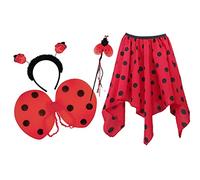 Girls Ladybird Lady Bug Handkerchief Skirt & Wing Set Insect Fancy Dress Costume [8-12 Yrs]