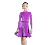Girls Latin Dance Dress Child Velvet Salsa Dance Clothes Competition Ballroom Dance Dresses Cha Cha Samba Rumba Tango Latin Dance Dress,A1,130