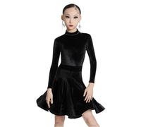 Girls Latin Dance Dress Child Velvet Salsa Dance Clothes Competition Ballroom Dance Dresses Cha Cha Samba Rumba Tango Latin Dance Dress,A2,150