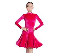 Girls Latin Dance Dress Child Velvet Salsa Dance Clothes Competition Ballroom Dance Dresses Cha Cha Samba Rumba Tango Latin Dance Dress,A8,120