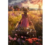 Girls Lawn Paint by Numbers for Adults with Frame, Large Paint by Number Canvas Kits, DIY Color Oil Painting Acrylic Paints with Brushes, Hobbies for Adults Women, Home Wall Decor Gifts 60x80cm J8-657