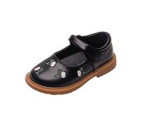 Girls Leather Flower EmbroideryDesign Soft Round Toe Princess Dress Flat Shoes(Toddler/Little Kid/Big Kids) Princess Shoes for Girls (C, 11.5 Little Kids)