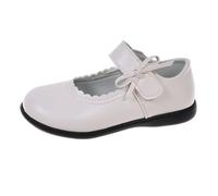 Girls Leather Shoes Adjusted Strap Flat Non Slip Sandals Closed Toe Ankle Soft Lightweight Wedding Sneakers Kids Baby Leather School Casual Sandals (White, 8.5 Toddler)