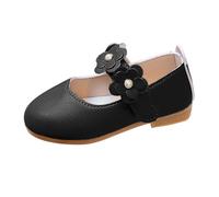 Girls Leather Shoes Spring Summer Autumn Children's Single Shoes School Season British Style Soft Bottom School Shoes Small Leather Shoes Kids Cleats (Black, 11 Little Child)