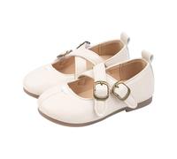 Girls Leather Soft Shoes 2 Strap Adjusted Flat Non Slip Closed Toe Sneakers Formal School Uniform Dance Elegant Princess Shoes Kids Baby Lightweight Casual Sneakers (Beige, 10 Little child)