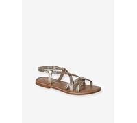 Girls' leather touch-fastening sandals gold