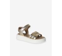 Girls' leather touch-fastening sandals gold
