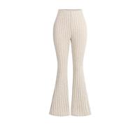 Girls Leggings 8-13 Years Ribbed Knitted Tights High Waisted Flared Bell Bootcut Trousers Running Cycling Stretchy Seamless Pants Casual Comfort Athletic Dance Yoga Sportswear Beige 9 Years