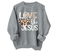 Girls Leopard Print Sweatshirt Back to School Long Sleeve Jumper Kids Girls Crew Neck Pullover Tops Fall Winter Casual Drop Shoulder Sweater Outdoor Clothes Streetwear Sweatshirts (Grey, 9-10 Years)