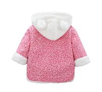 Girls Leopard Print Thickened Fleece Lined Winter Coat 2025 Arrival Warm Padded Jacket Outerwea (3-4 Years) Pink