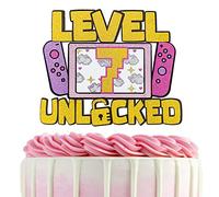Girls Level 7 Unlocked Cake Topper, Glitter Girls Gaming 7th Birthday Cake Topper, Video Game Theme Party Decoration, Girl Gamer Birthday Favor