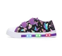 Girls Light Up Trainers Kids Canvas Shoes Toddler Outdoor Indoor School Shoes with Hook and Loops Purple Butterfly Size 9 UK Child