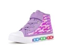 Girls Light-Up Trainers, Kids High Top Shoes Size 10, Purple Sequins