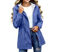 Girls Lightweight Waterproof Jacket Kids Hooded Rain Jacket Pack a Mac Coat | Casual Zipper Button School Coat Teen Windproof Raincoats Fashion Plain Outdoor Windbreaker with Pockets for Hiking Camping