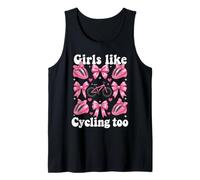 Girls Like Cycling Too Pink Bicycle Helmets Bows Tank Top