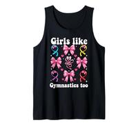 Girls Like Gymnastics Too Pink Bow Tank Top
