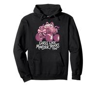 Girls Like Monster Lorry Trucks Too Pink Coquette Bow Pullover Hoodie