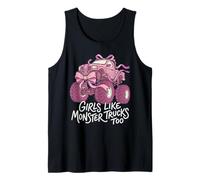 Girls Like Monster Lorry Trucks Too Pink Coquette Bow Tank Top