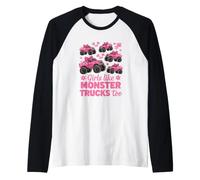 Girls Like Monster Trucks Too Pink Off Road Raglan Baseball Tee