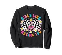 Girls Like Racing Too Women Retro Automotive Sweatshirt