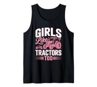 Girls Like Tractors Too Pink Farm Farmer Tractor Women Tank Top