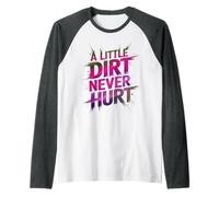 Girls Little Dirt Never Hurt Mud Run Muddy Buddies Mudding Raglan Baseball Tee