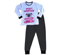 Girl's Long Pyjamas Most Wanted PUG Pj 9 to 16 Years (7-8 Years) White