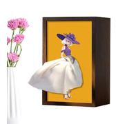 Girl's Long Skirt Tissue Box Cover, Ballet Girl Pattern Wooden Organizer, Decorative Fun Tissue Box Cover, For Office Desk Bedroom Vanity Living Room Nightstand Bathroom Dresser