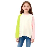 Girls Long Sleeve Baseball T-Shirt, Summer Spring Casual Color Block Raglan Tops Oversized Round Neck Loose Tshirts Tee Shirts Pe School Stretchy Activewear Pink 13-14 Years